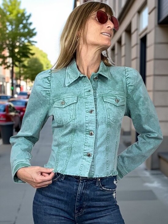 Retrofete Jackets & Blazers - Retrofete Rissa Denim Jacket M Mojito Cropped